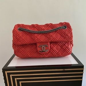 Chanel Red Medium Lambskin Classic Flap Bag
